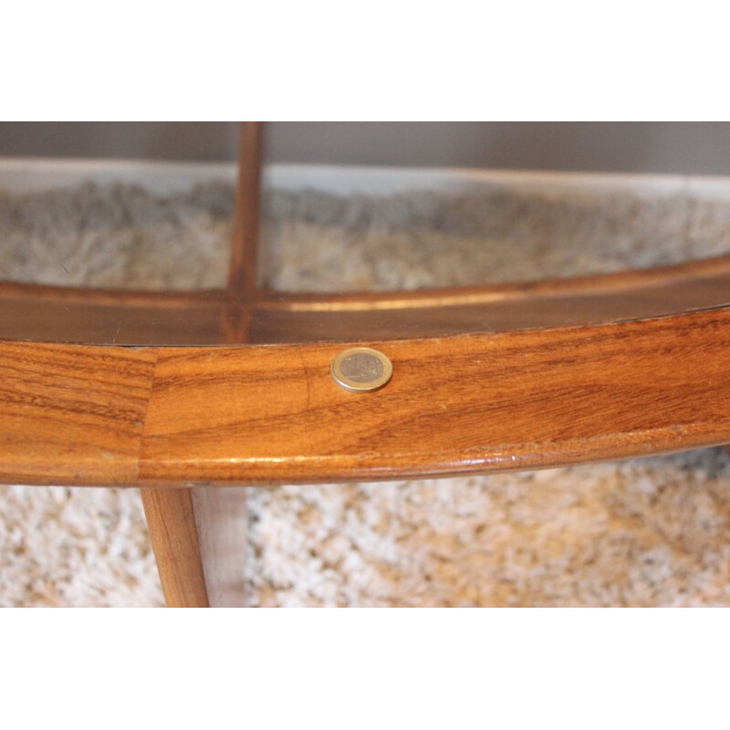 Vintage oval coffee table in teak and glass by VB Wilkins for G-Plan