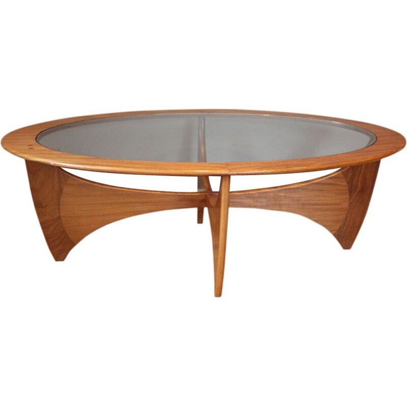 Vintage oval coffee table in teak and glass by VB Wilkins for G-Plan
