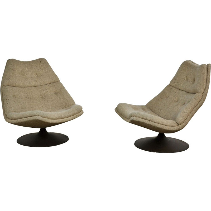 Suite de 2 fauteuils lounge vintage "F590" par Geoffrey Harcourt pour Artifort