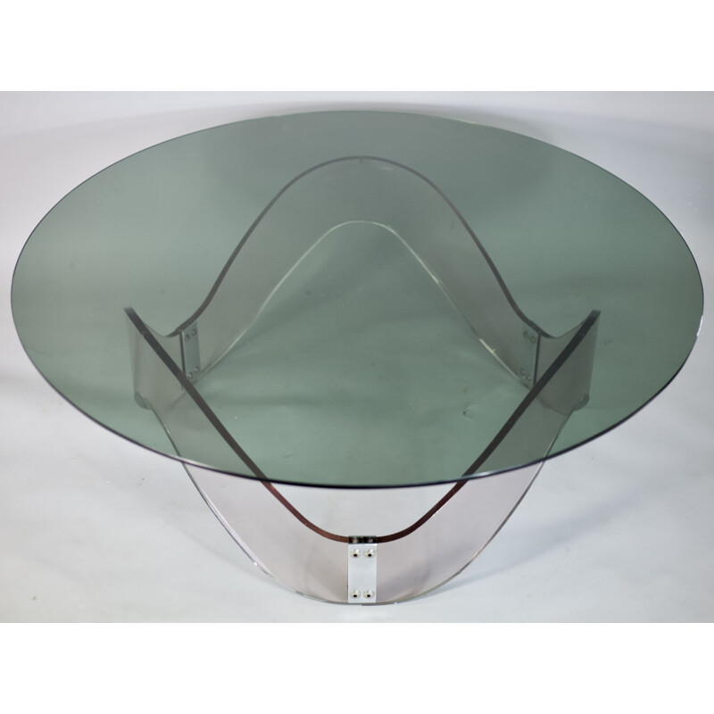 Table basse vintage en plexiglas et verre