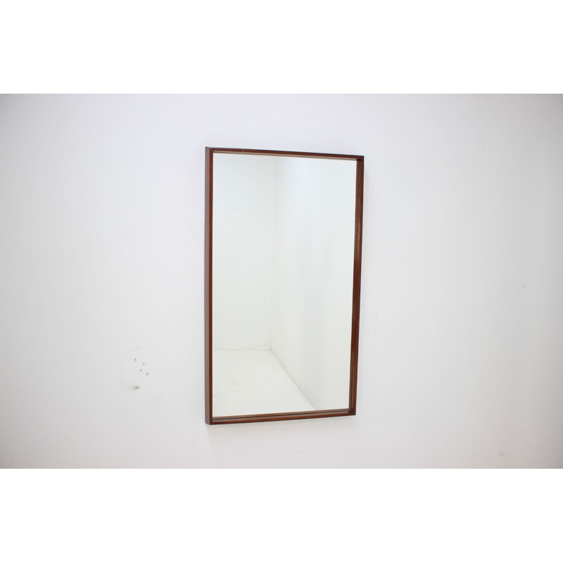 Vintage Danish rectangular teak mirror