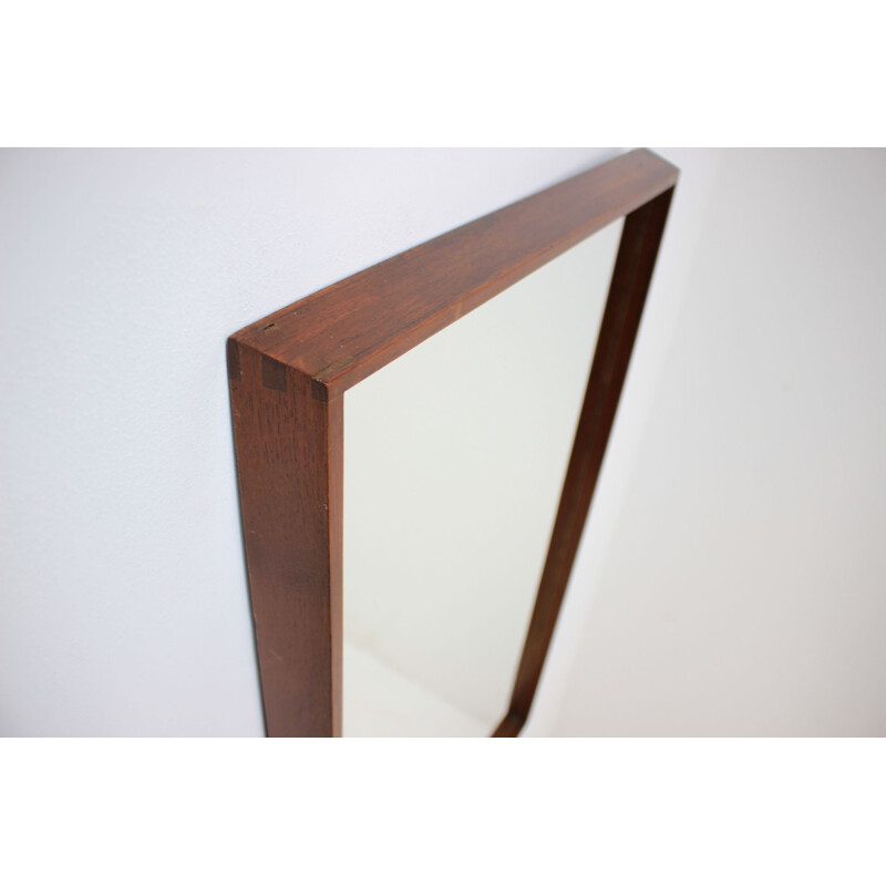 Vintage Danish rectangular teak mirror