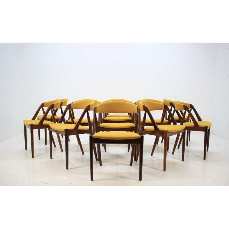 Set of 4 yellow teak chairs by Kai Kristiansen