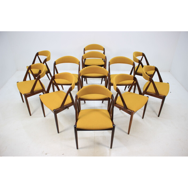Suite de 4 chaises jaunes en teck par Kai Kristiansen