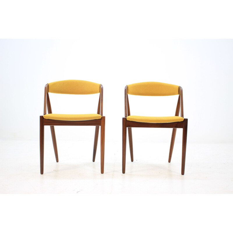 Set of 4 yellow teak chairs by Kai Kristiansen