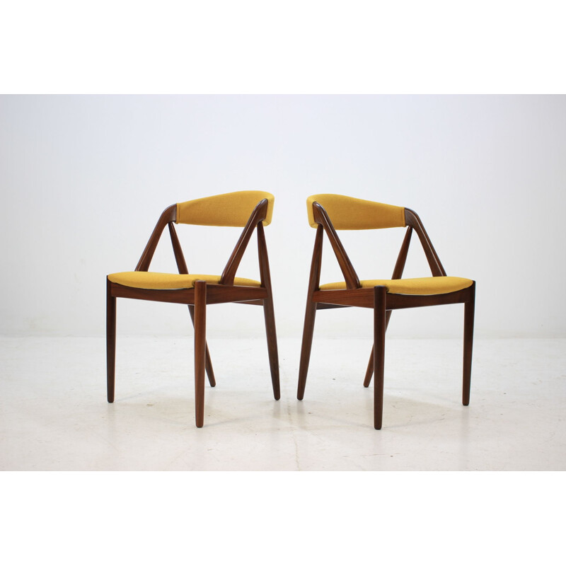 Set of 4 yellow teak chairs by Kai Kristiansen