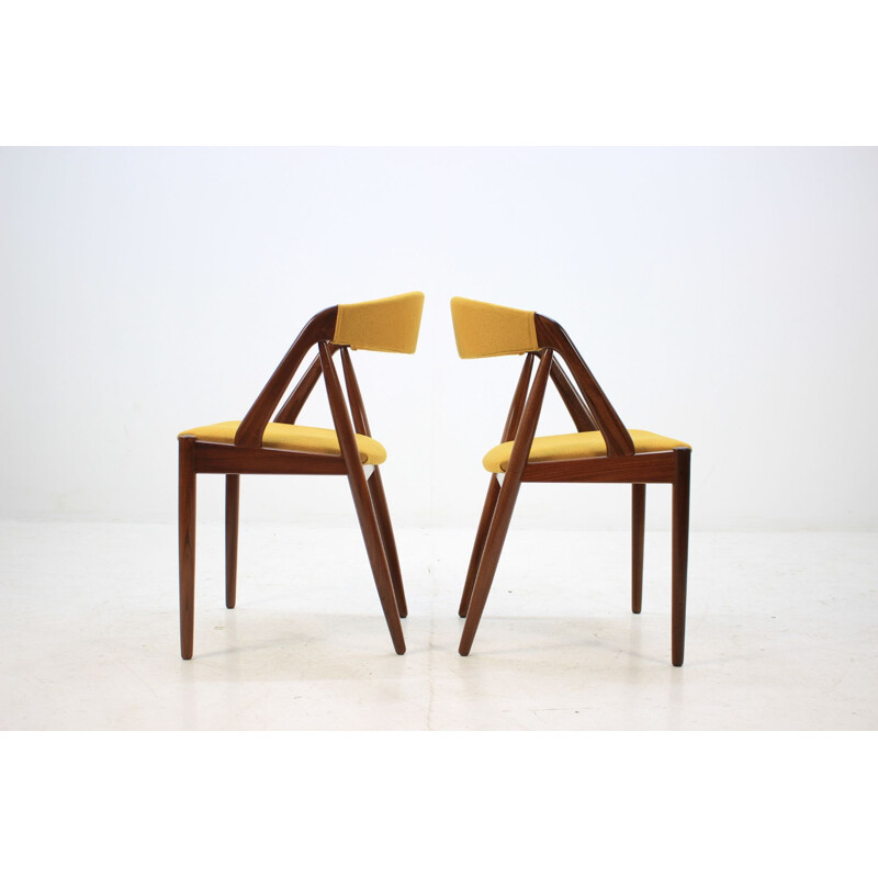 Set of 4 yellow teak chairs by Kai Kristiansen