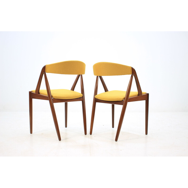 Set of 4 yellow teak chairs by Kai Kristiansen