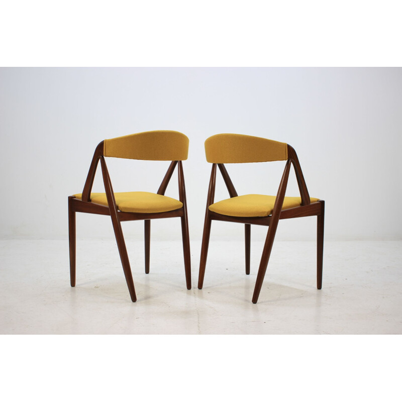 Set of 4 yellow teak chairs by Kai Kristiansen