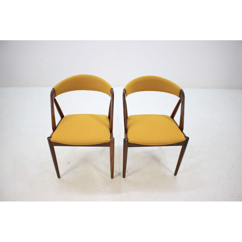 Set of 4 yellow teak chairs by Kai Kristiansen