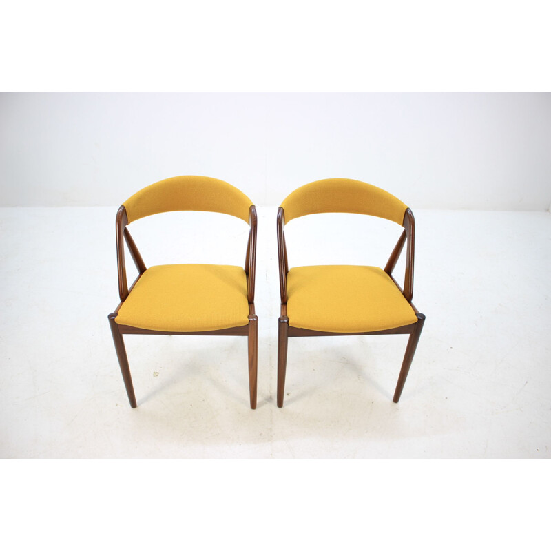 Set of 4 yellow teak chairs by Kai Kristiansen