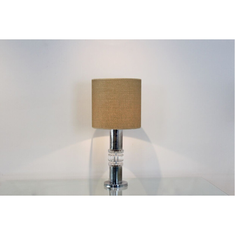 Vintage crystal and chrome lamp by Kosta Boda