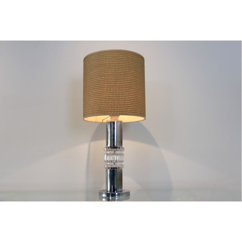 Vintage crystal and chrome lamp by Kosta Boda