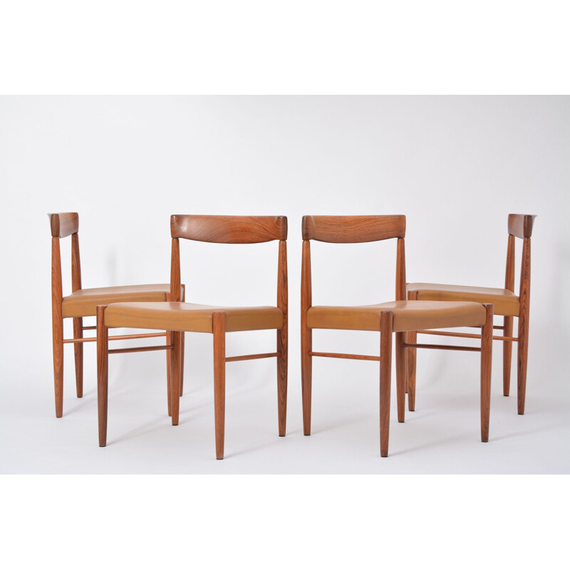 Suite de 4 chaises vintage en palissandre par H.W. Klein pour Bramin
