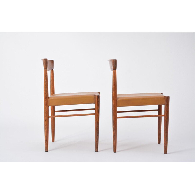 Suite de 4 chaises vintage en palissandre par H.W. Klein pour Bramin