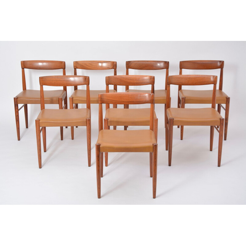 Suite de 8 chaises vintage en palissandre par H.W. Klein pour Bramin