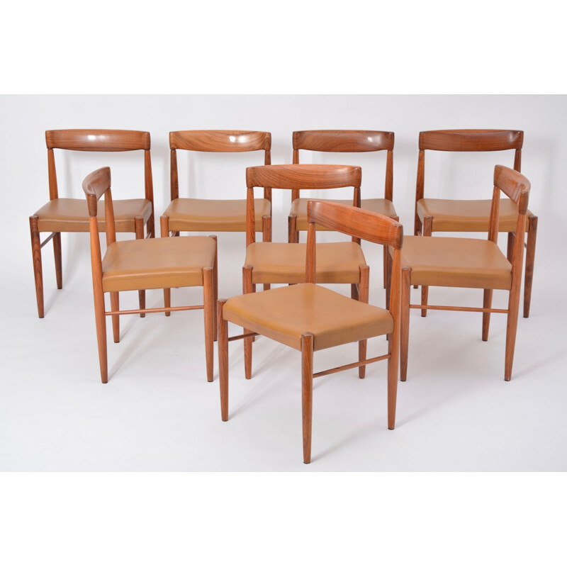 Suite de 8 chaises vintage en palissandre par H.W. Klein pour Bramin