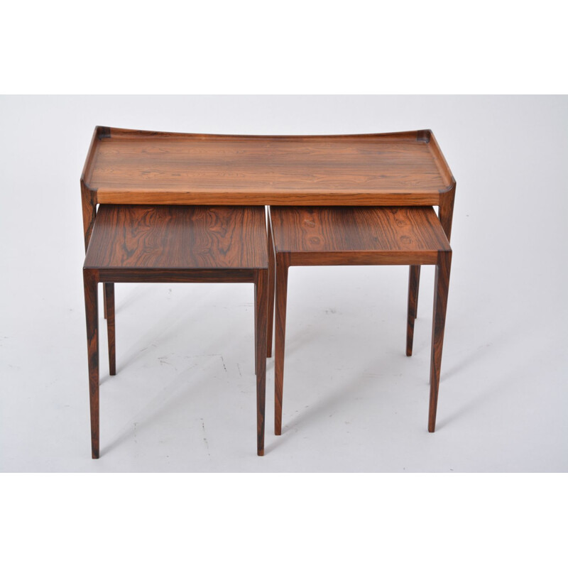 Set of 3 vintage Danish nesting tables in rosewood by Kurt Ostervig for Jason Mobler