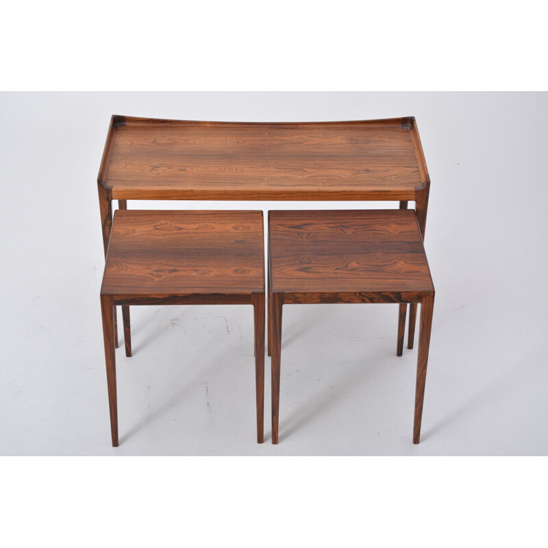 Set of 3 vintage Danish nesting tables in rosewood by Kurt Ostervig for Jason Mobler