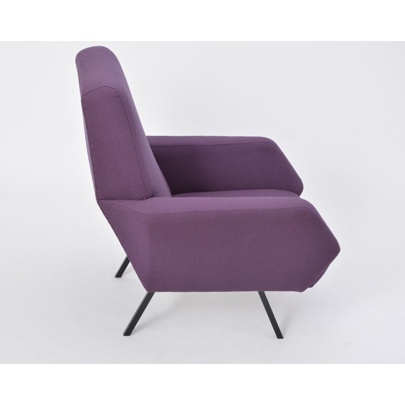 Suite de 2 fauteuils vintage italiens violets en métal