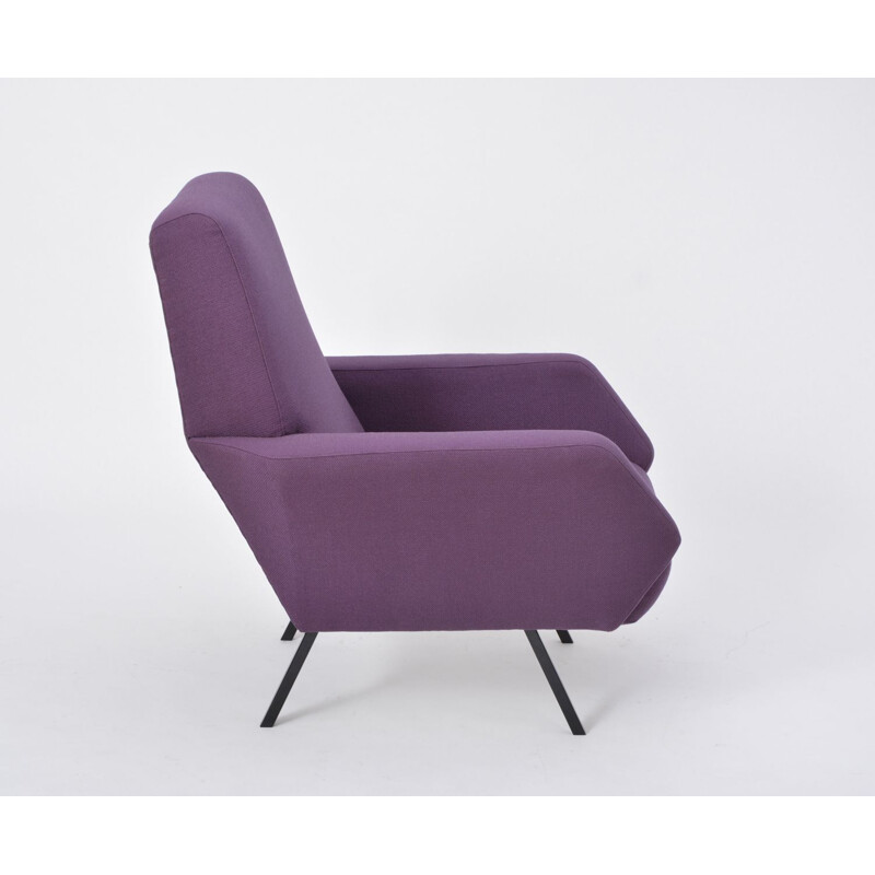 Suite de 2 fauteuils vintage italiens violets en métal
