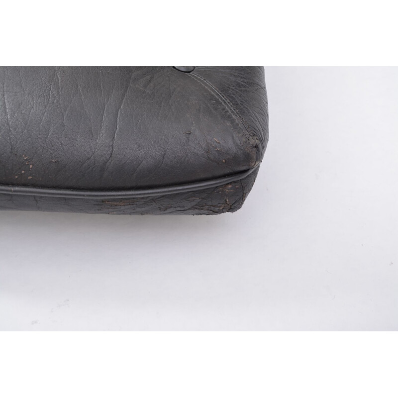Vintage Brazilian stool in black leather