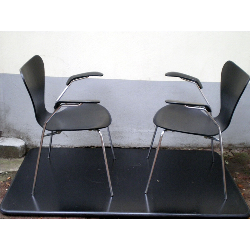 Suite de 4 chaises à bras vintage par Arne Jacobsen pour Fritz Hansen