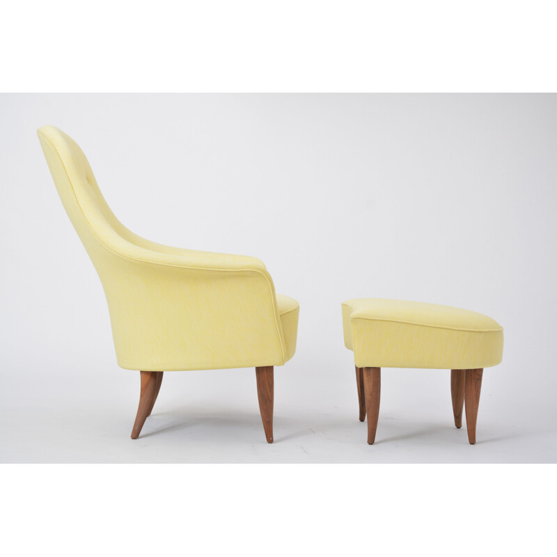 Vintage lounge chair "Stora Adam" with ottoman by Kerstin Hörlin-Holmquist