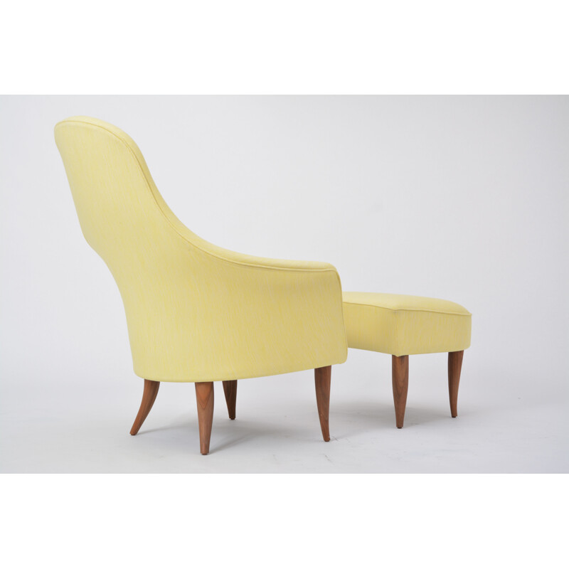 Vintage lounge chair "Stora Adam" with ottoman by Kerstin Hörlin-Holmquist