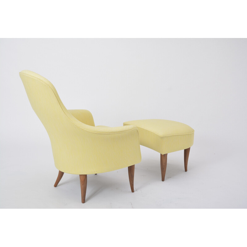 Vintage lounge chair "Stora Adam" with ottoman by Kerstin Hörlin-Holmquist