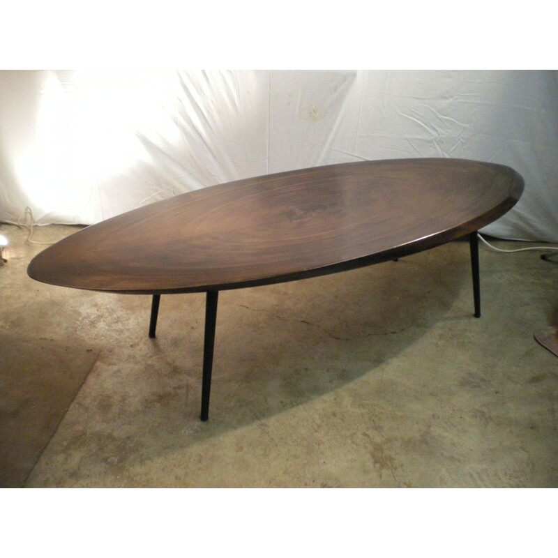 Vintage oval coffee table in solid wood