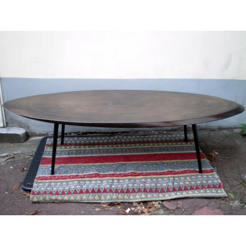 Vintage oval coffee table in solid wood