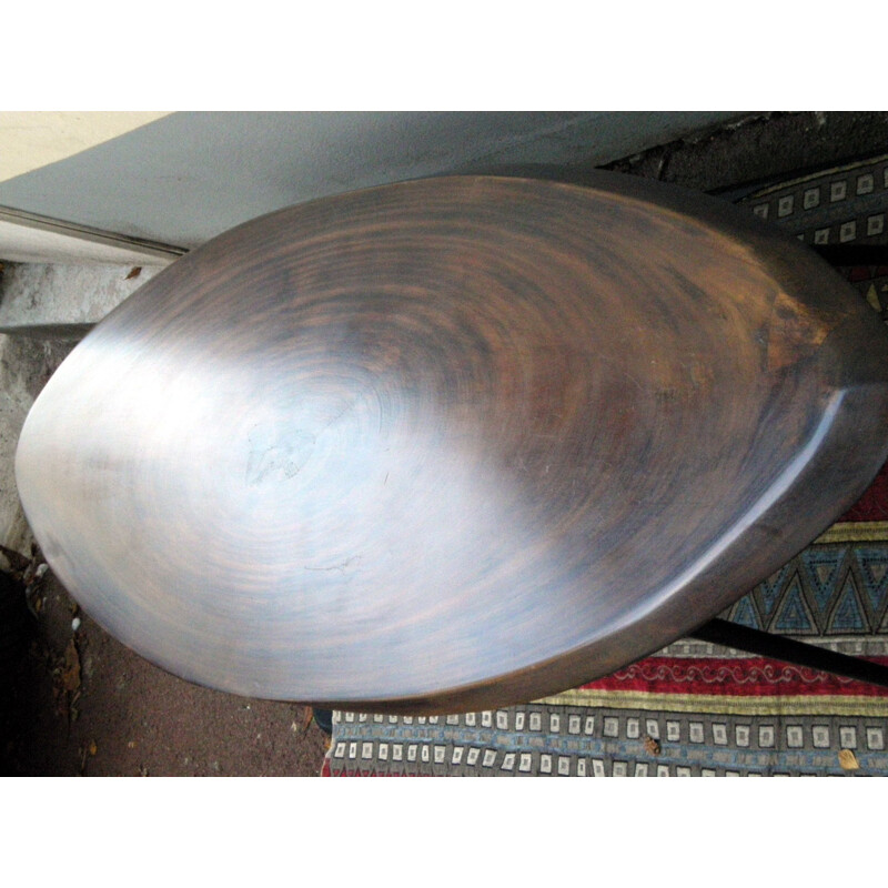 Table basse vintage ovale en bois massif