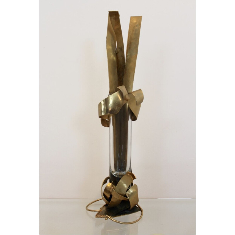 Vase vintage sculptural en laiton par Marc d'haenens
