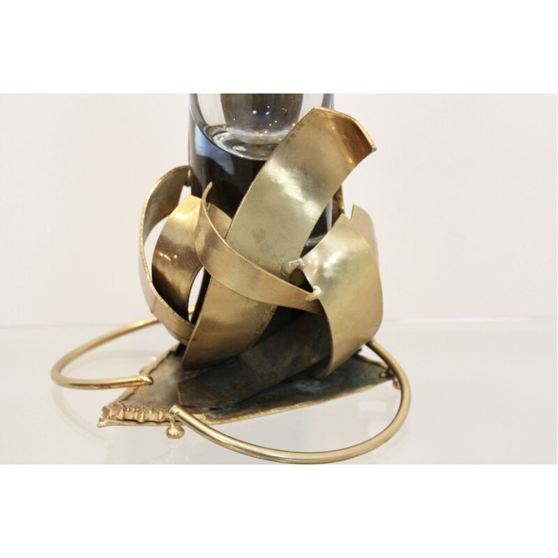 Vintage brass sculpture vase by Marc d'Haenens