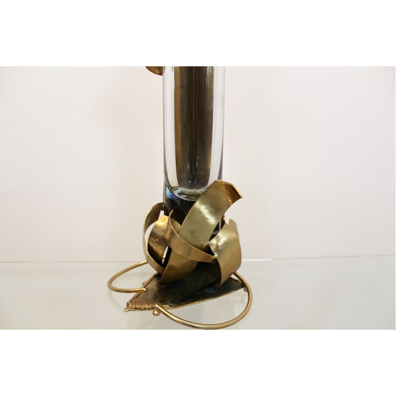 Vintage brass sculpture vase by Marc d'Haenens