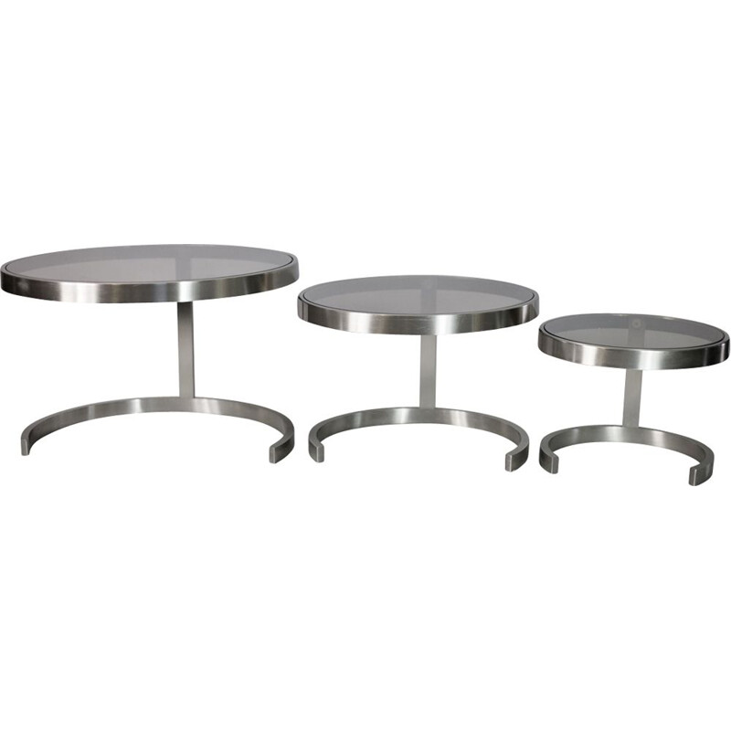 Vintage coffee tables in steel and glass