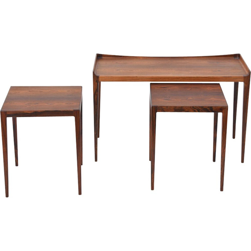 Set of 3 vintage Danish nesting tables in rosewood by Kurt Ostervig for Jason Mobler