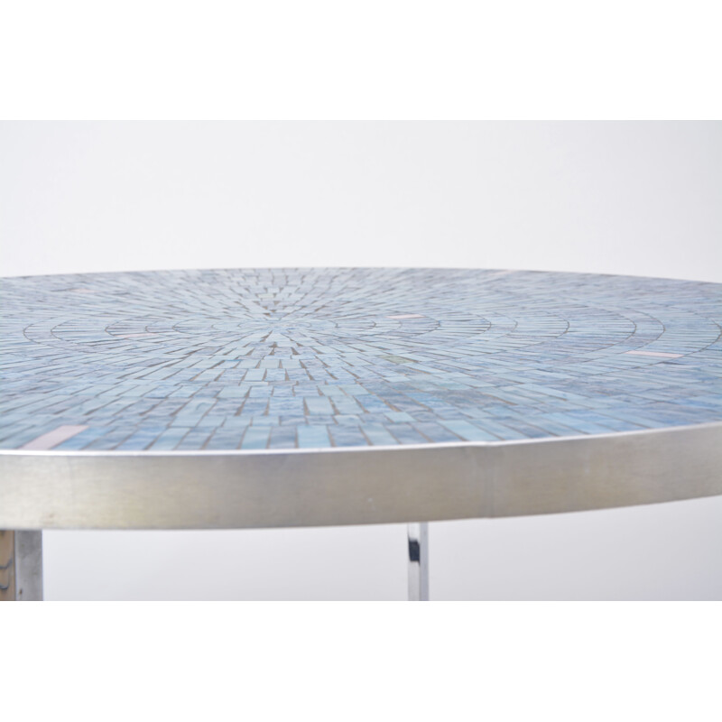 Vintage blue German mosaic coffee table by Berthold Müller-Oerlinghausen