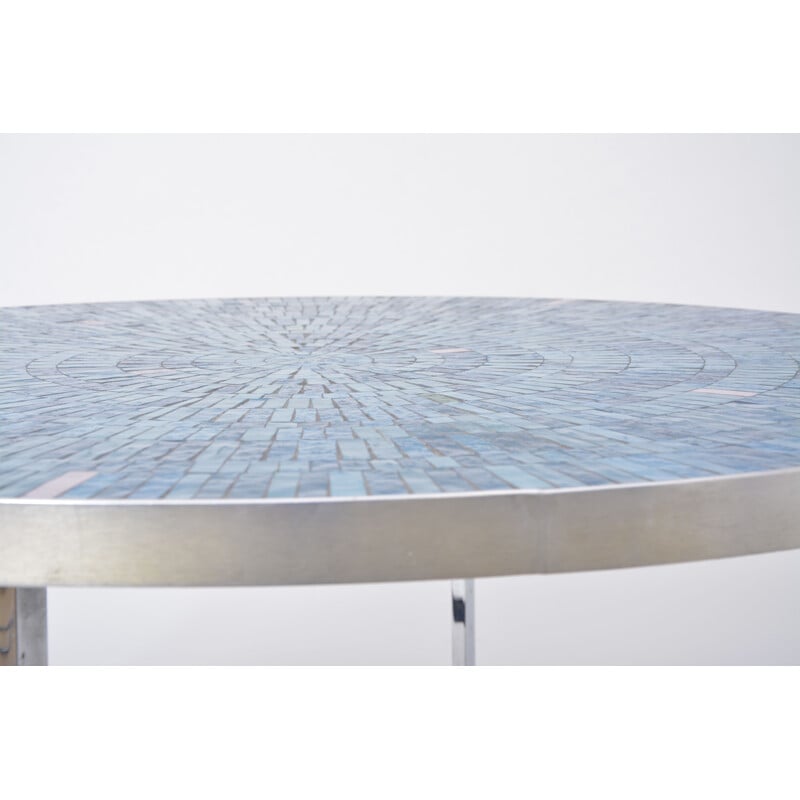 Vintage blue German mosaic coffee table by Berthold Müller-Oerlinghausen