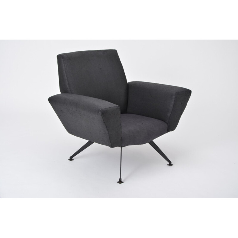 Vintage black Italian lounge chair model 548 by Lenzi
