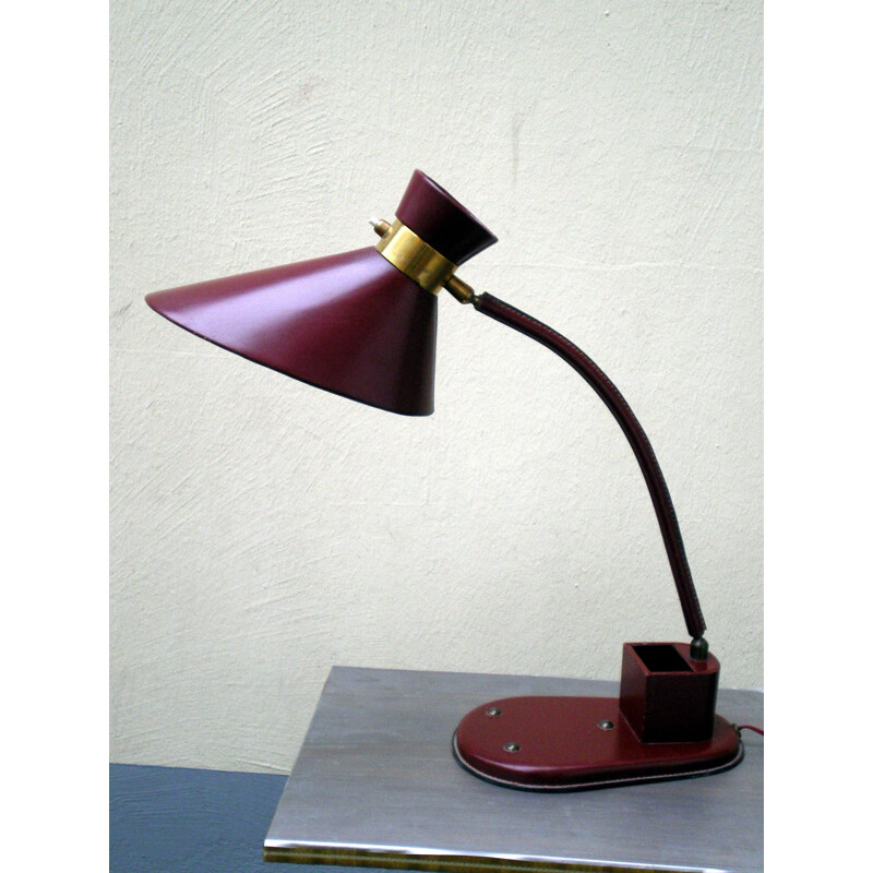 Vintage lamp in sheathed leather