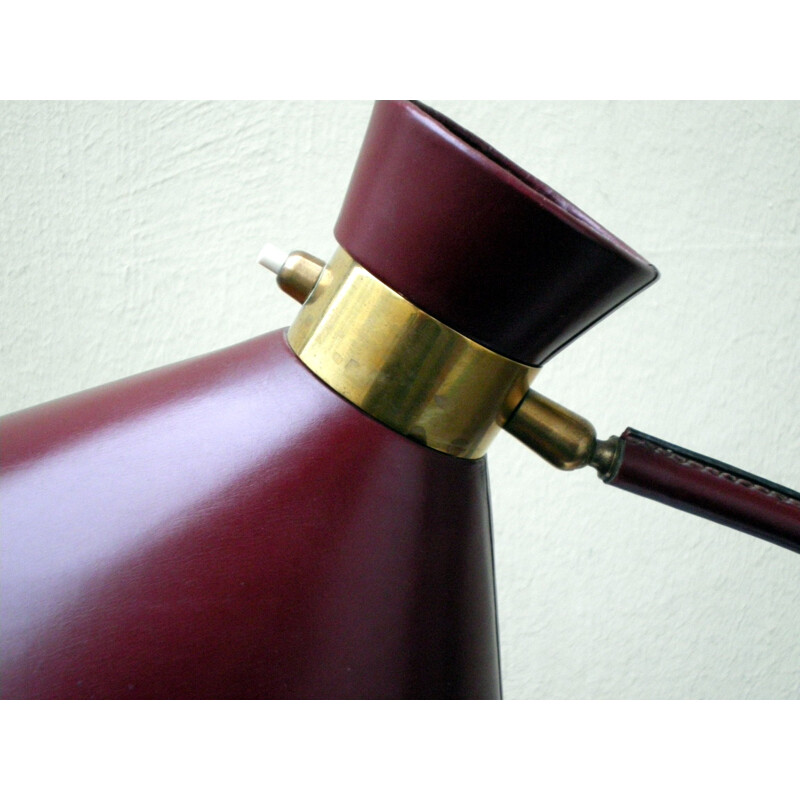Lampe vintage de bureau gainée de cuir