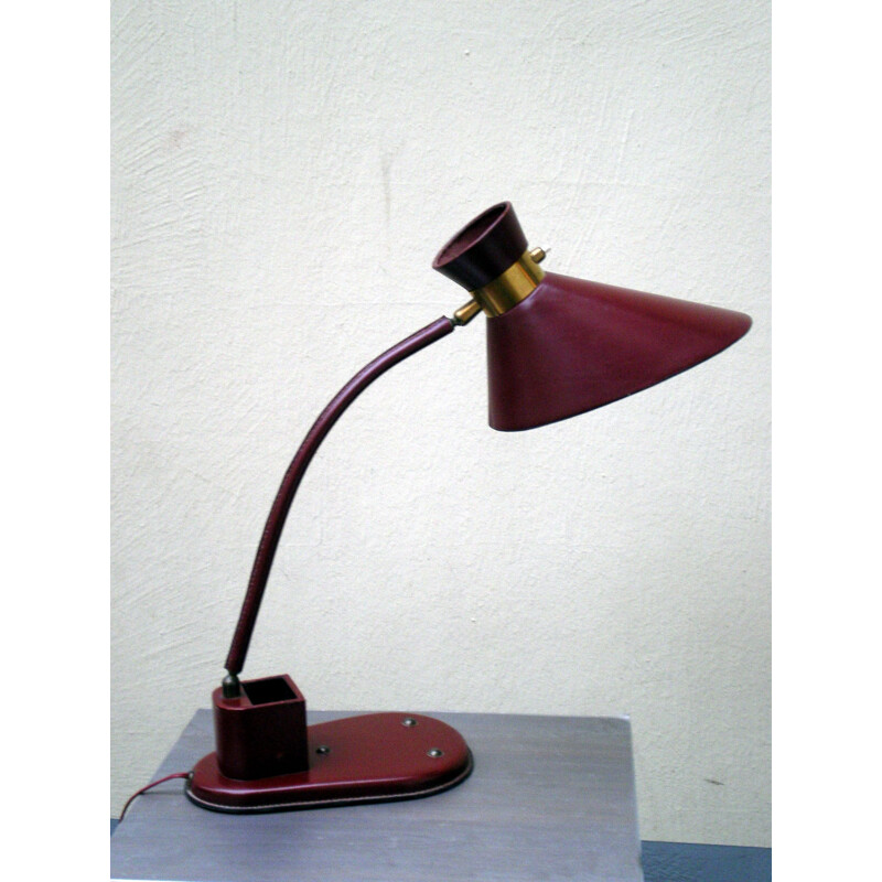 Vintage lamp in sheathed leather