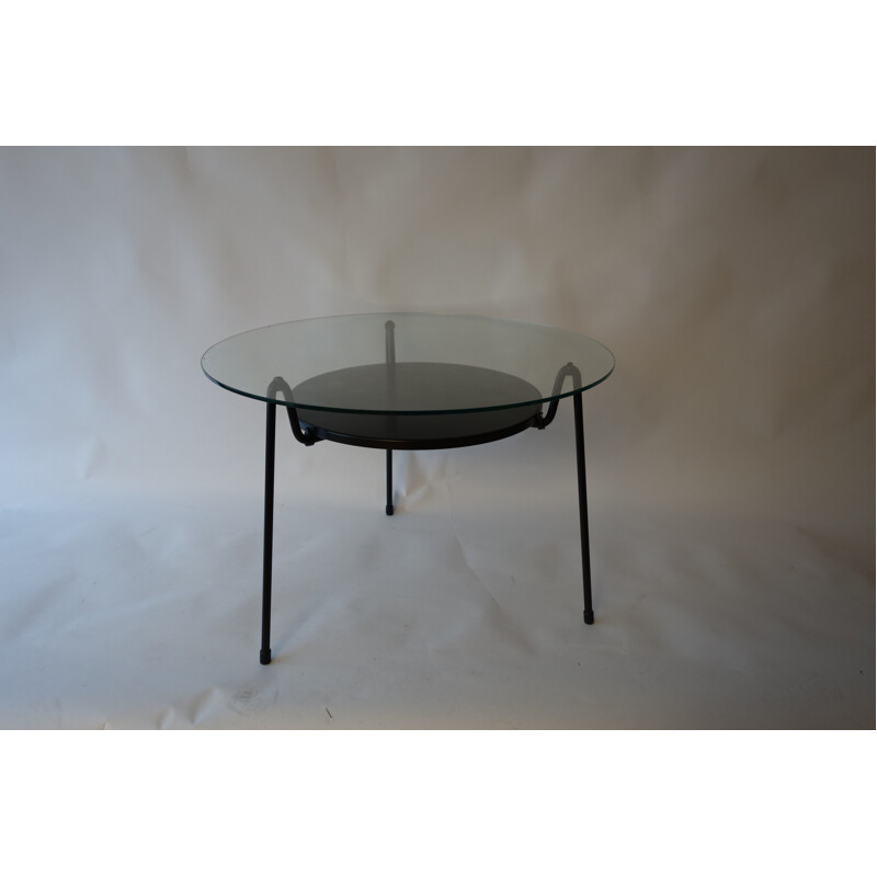 Coffee table model 535 in black lacquered steel and glass, Wim RIETVELD - 1950s