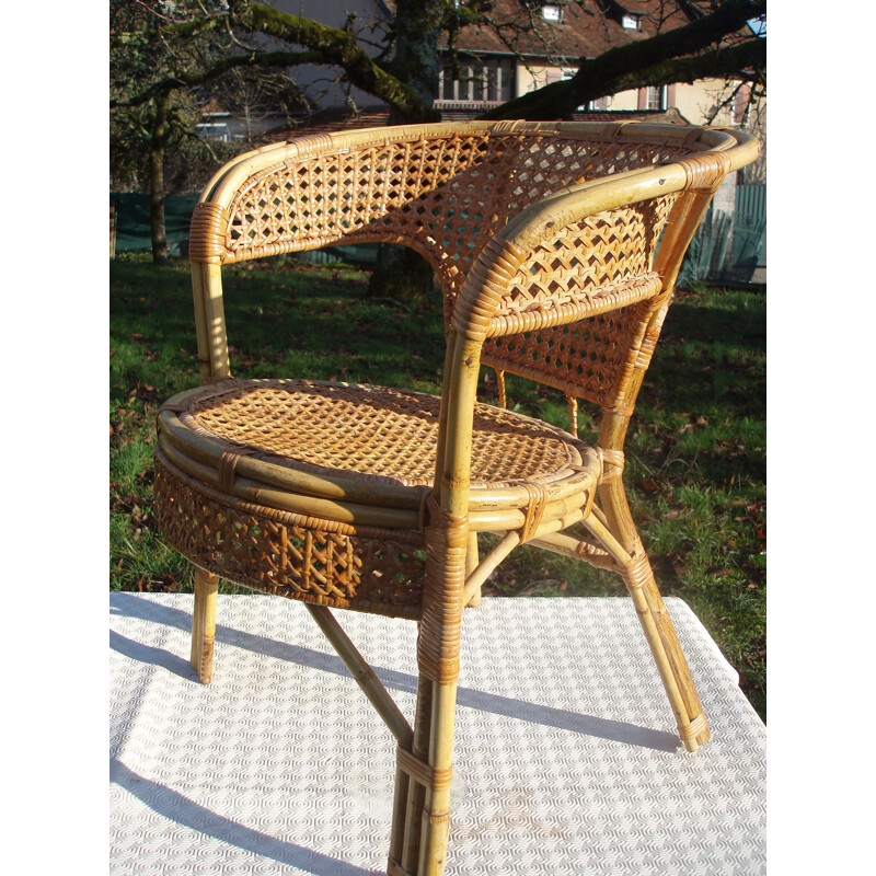 Set of 2 vintage chairs in rattan and wicker