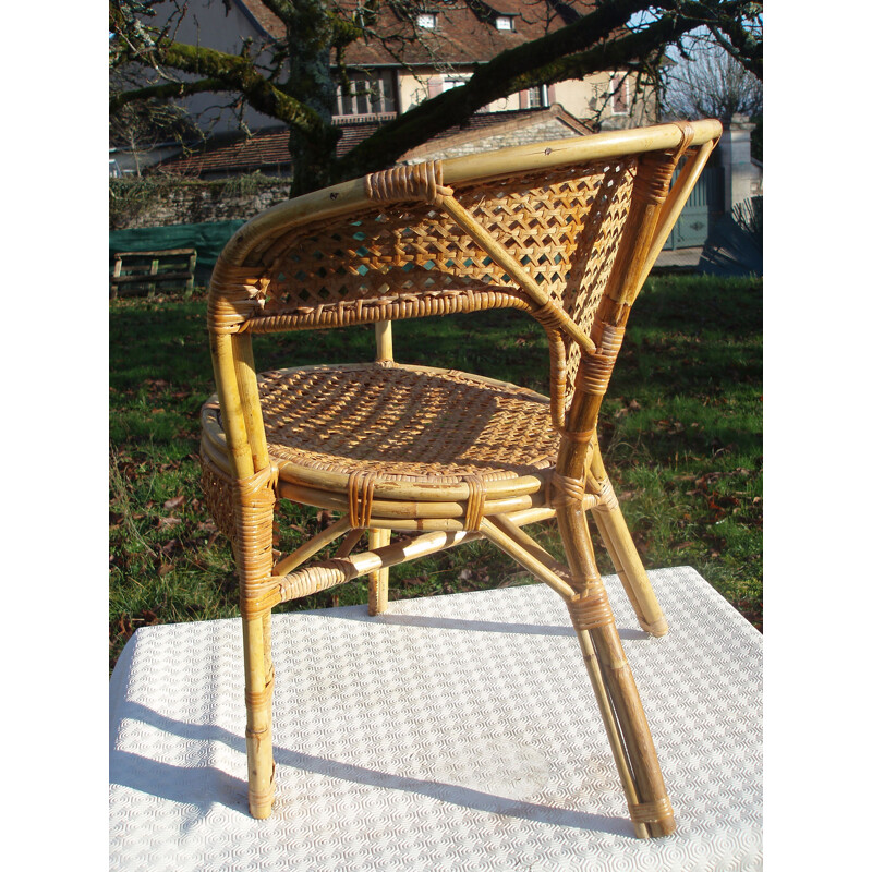 Set of 2 vintage chairs in rattan and wicker