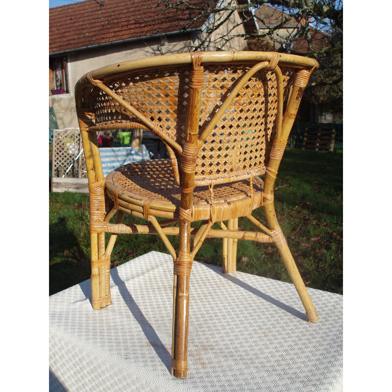 Set of 2 vintage chairs in rattan and wicker