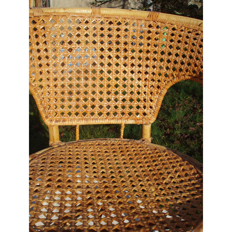 Set of 2 vintage chairs in rattan and wicker
