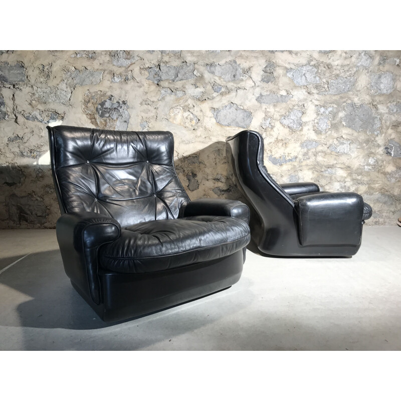 Set of 2 vintage armchairs Orchidée by Michel Cadestin